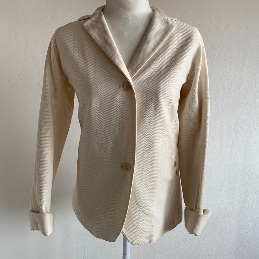 Vintage Jil Sander Ivory Textured Two Button Blazer - IT 36, US 2/4